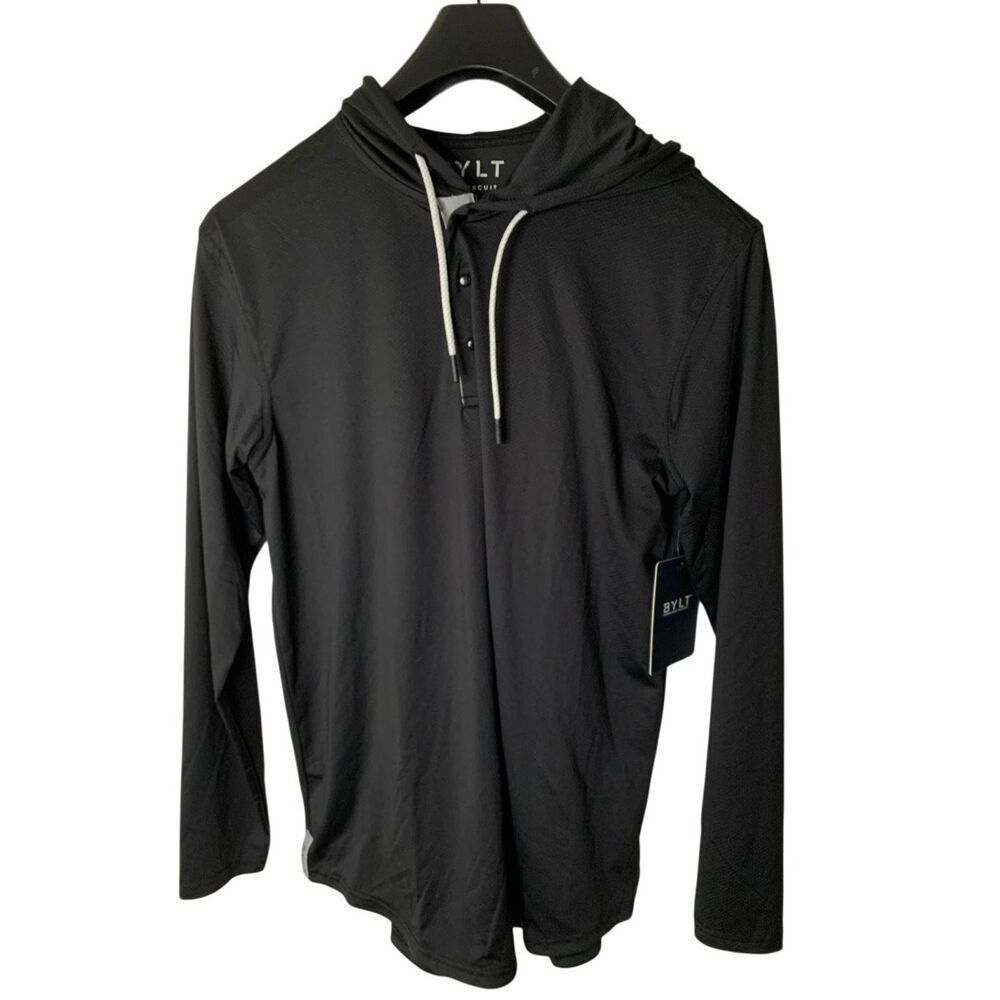 Bylt The Circuit hoodie henley long sleeve black men's size small NEW WITH TAGS
